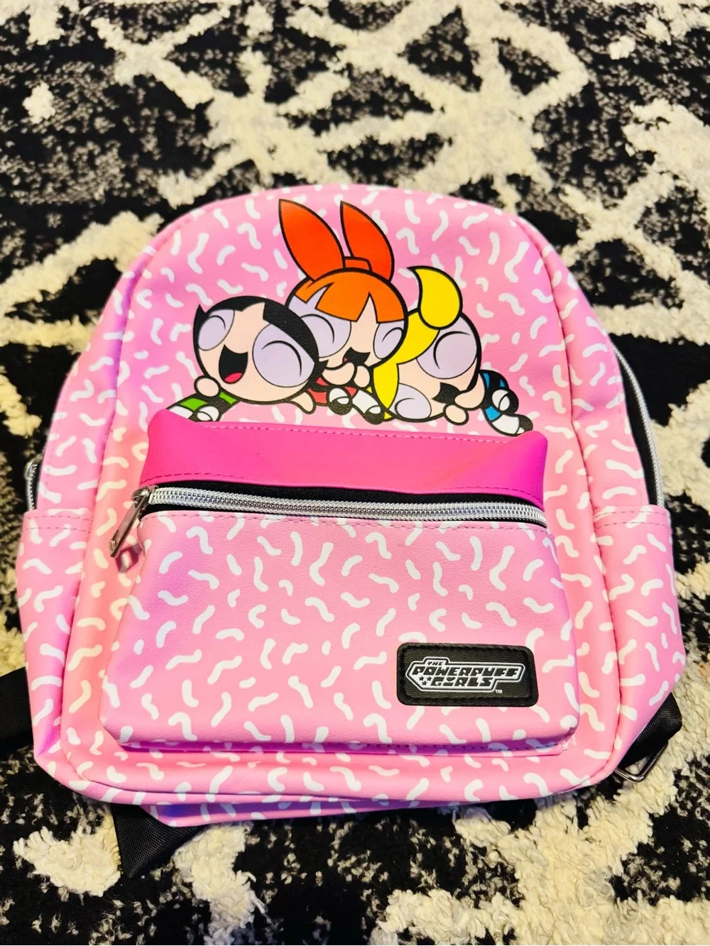 Powerpuff Girls Pink Kids Backpack with Front Zip Pocket